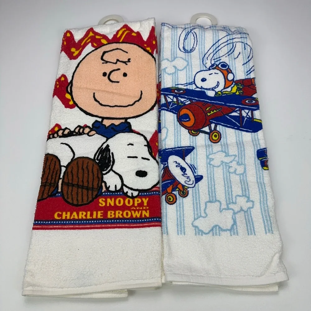 Peanuts Snoopy Charlie Brown 2pc Bath Towel Washcloth Set JCPenney White Aviator